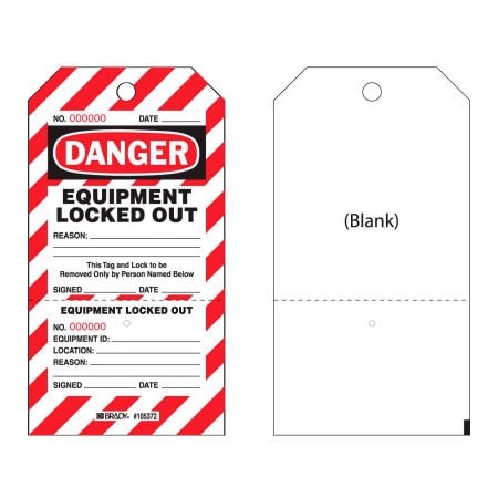 Brady Brady Danger Equipment Locked Out Tag, Two-Part Tags With Stubs, HD Polyester, 25/Pack CLT2